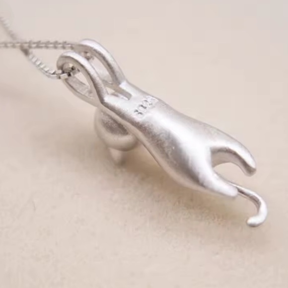 Silver Cat Pendant Necklace - Picture 4 of 6